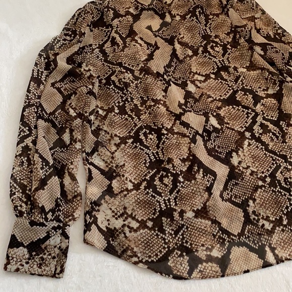 Altuzarra x Target | Snakeskin Pattern Sheer Front Bow Long Sleeve Blouse (L) - Picture 14 of 16